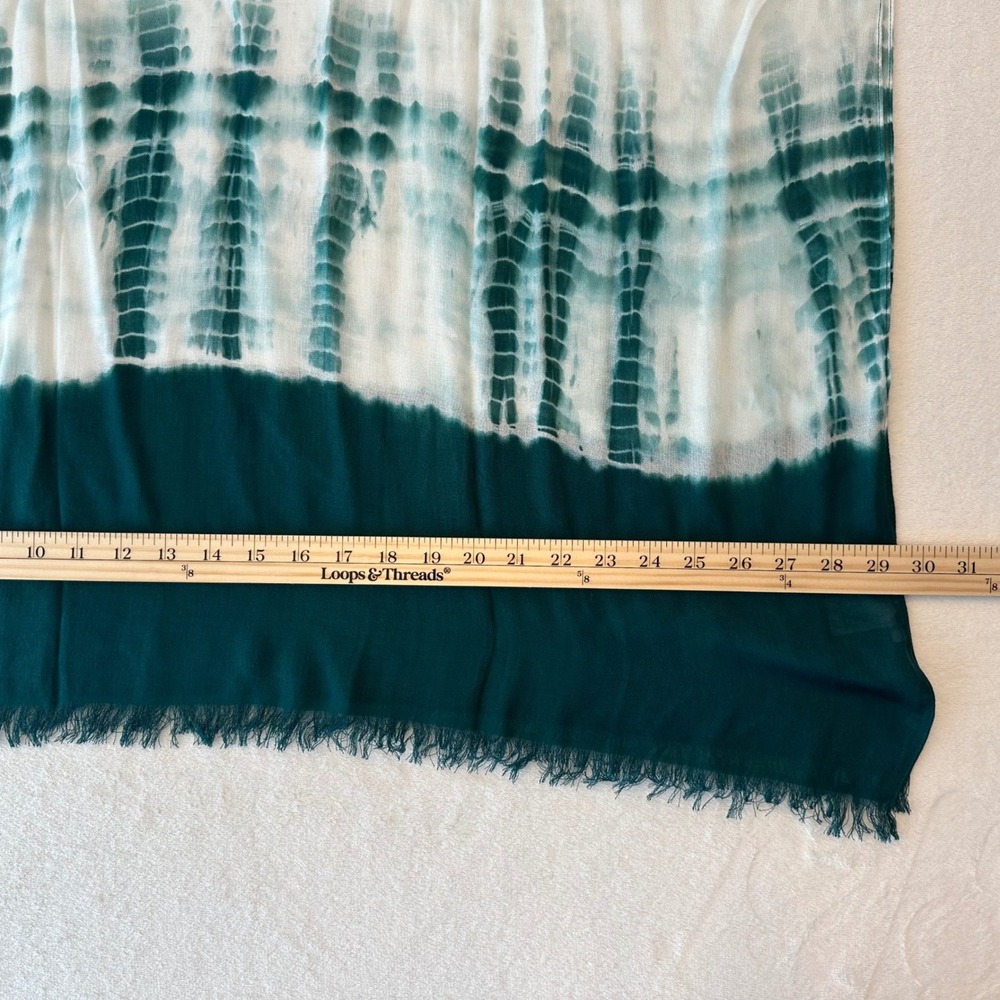 Pure Jill Scarf Teal Green Tie Dye Modal Viscose Rayon‎ Lightweight - Picture 4 of 6
